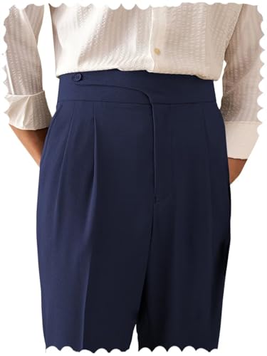 Mens Dress Pants Slim Fit Stretch Pants Pleated Flat Front Office Business Trousers