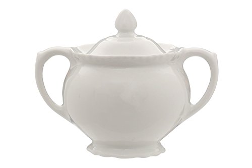 Premier Housewares - Zuccheriera in Porcellana Goffrata, Colore: Bianco