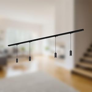 BRILONER Schwarzes Schienensystem mit 4 LED Pendelleuchten