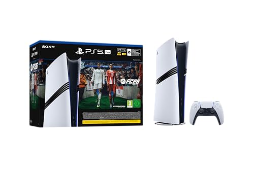 Playstation Sony, Pack Console 5 Édition Pro 2 To, 1 Jeu Complet EA SPORTS FC 26 (Code), 1 Manette DualSense avec Retour Haptique et Gâchettes Adaptatives, Traçage de Rayons Avancé, Couleur : Blanche