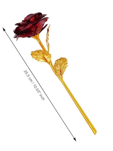eCraftIndia Golden Red Rose Flower Showpiece | Rose Day Valentine Gift for Girlfriend Boyfriend Husband Wife Her Him | Valentine Day Decoration Items 4 31Bo8e+Jn6L