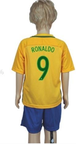 Amazon Co Jp 子供用 16 17 サッカー ユニフォーム ブラジル Home 9番 ロナウド ファッション