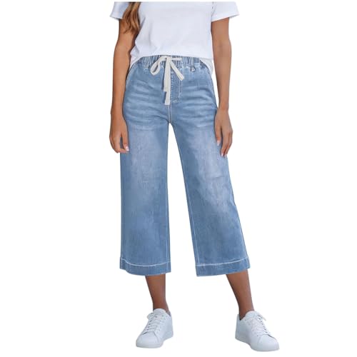 Pantalon jean confortable à jambe large pour femme en denim fluide