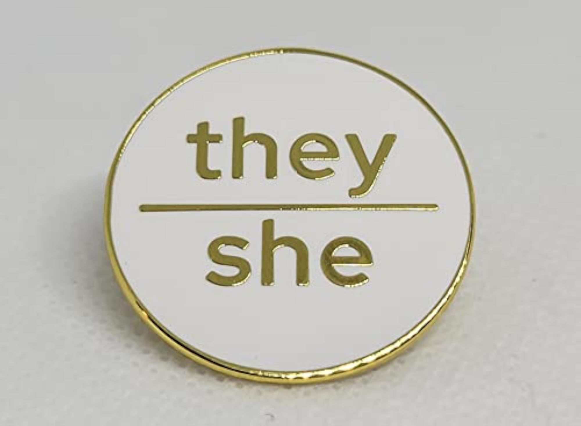 They She Pronoun Enamel Pin, Gold Finish, Minimalist