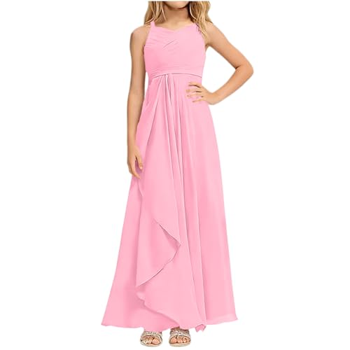 Robe de demoiselle d'honneur pour adolescente en mousseline silhouette trapèze