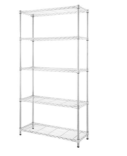 Image of Callas Commercial Grade Heavy-Duty 5-Tier Height Adjustable Rack | Load Capacity 125 Kg Per Shelf (Chrome | 90 x 35 x 180 cm)