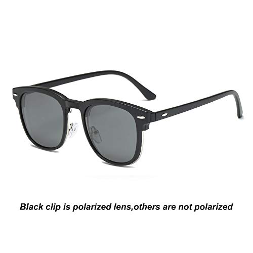 Image of 6 In 1 Polarized Magnetic Clipon Rectangular UV Protected Sunglasses Eye Glasses With 400 Night Vision Men Women Unisex