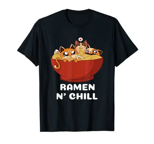 Kawaii Anime Japonés Gato Ramen Noodle Camisa Niños Niña Japón Camiseta
