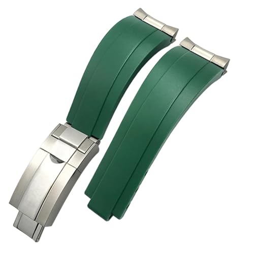 HaoLMi - 20mm Rolex Daytona Submariner Role OYSTERFLEX ���b�g�}�X�^�[�p ���^���V���R���X�g���b�v ���o�[�V���[�g�o�b�N���E�H�b�`�o���h (�V���o�[�S�[���h�o�b�N�� Li�A�O���[��)