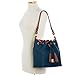 Dooney & Bourke Bucket Bags for Women, Pebble Grain Tasha Large Leather Shoulder Bag with Drawstring Cinch Closure - Blue