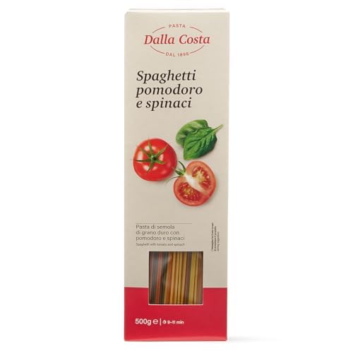 Dalla Costa Spaghetti Trójkolorowe z Pomidorem i Szpinakiem, Opakowanie Ekonomiczne 20x500 g