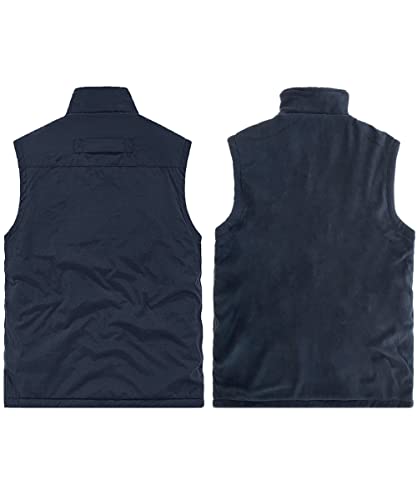 M2C Men's Reversible Fleece Lined Vest Windproof Zip Up Work Safari Sleeveless Jacket Navy Xxl #TOP3