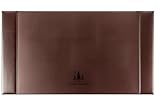 Professional Leather Desk Mat Brown Writing Surface, Raised Edge Stitching Desk Protector, Large Leather Executive Desk Pad (30