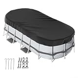 Copertura ovale per piscina con set completo di accessori, mantiene la piscina fuori terra pulita e sicura (274 x 549 cm)