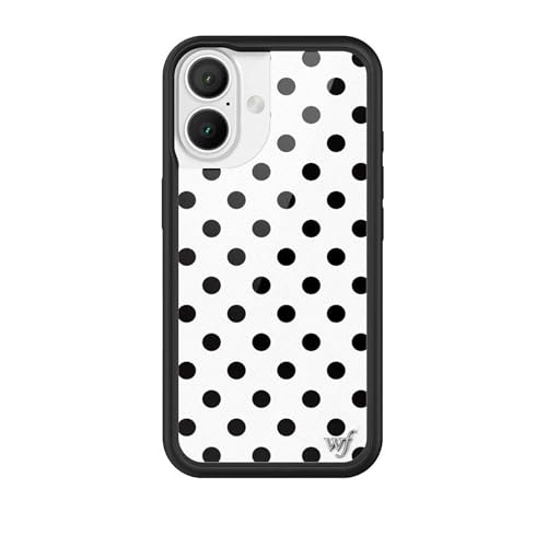 Image of Wildflower Cases - Compatible with iPhone 16 | Protective Black Bumper, 6.5ft Drop Test Certified, Women Owned Small Business | Spots Aesthetic Trendy Cute | Polka Dot - White & Black