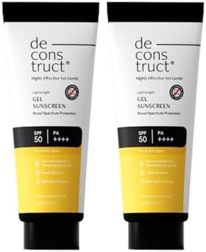 Deconstruct Gel Sunscreen for Oily skin SPF 50 PA++++ |100% Photostable Sunscreen |4 New Gen UV Filters |In-Vivo |Lightweight, Airy, Non-greasy |For oily, combination, normal skin |For Men & Women 50g (pack of 2)