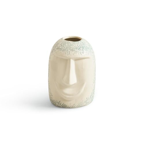 Image of ExclusiveLane 'Sculpted Harmony' Decorative Ceramic Flower Vase for Living Room Ceramic Vase for Home Decor Side Table Show Case Flower Vases Showpiece Gifts (Set of 2, 13.9 Cm, Handglazed Pottery)