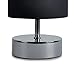 Pair of - Modern Black Chrome Touch Dimmer Bedside Table Lamps with Polycotton Black Light Shades
