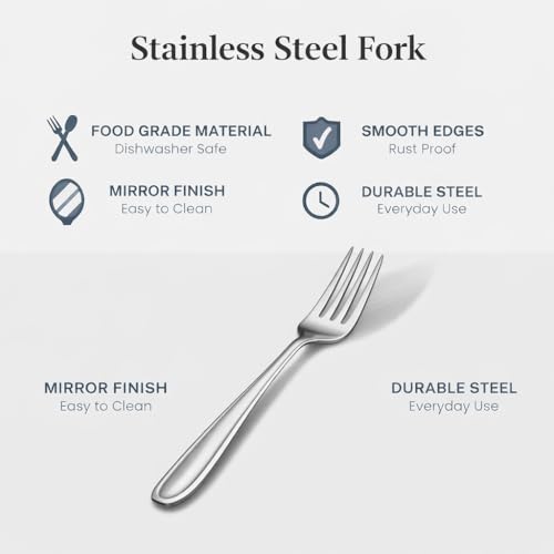 Image of Stainless Steel Table Spoons 16 cm | Mirror Finish | Rust-Resistant | Lightweight Daily Use Dinner Spoons | Dishwasher Safe | Cutlery Set for Home & Kitchen | Catering | Resturants (Set of 6 Forks)