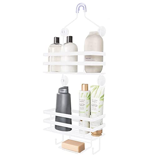 Gorilla Grip Anti-Swing Oversized Shower Caddy, Rust Resistant Organizer, Holds 11 Lbs, Strong Suction Cups, Hooks, Easy Hanging Bathtub Shampoo And Accessories Caddies For Showerhead, 3 Shelf, White #TOP4