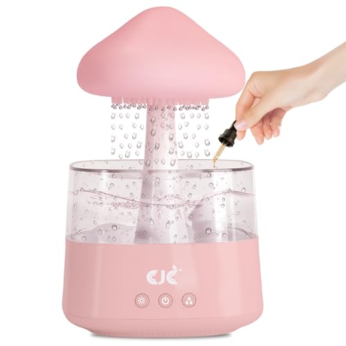 Image of Cloud Rain White Noise Humidifier, Rain Water Drip Diffuser Humidifiers Waterfall Lamp Mushroom Air Humidifier Aromatherapy Essential Oil Diffuser with 7 Colors Night Lights for Home Office Bedroom