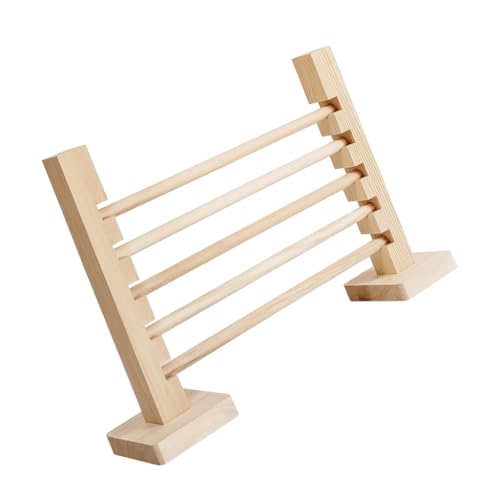 Rennmaus Jump Barrier Holz-Hürde Sprungbarriere Hindernis Holzstange verstellbar für Hamsterkäfig Zubehör