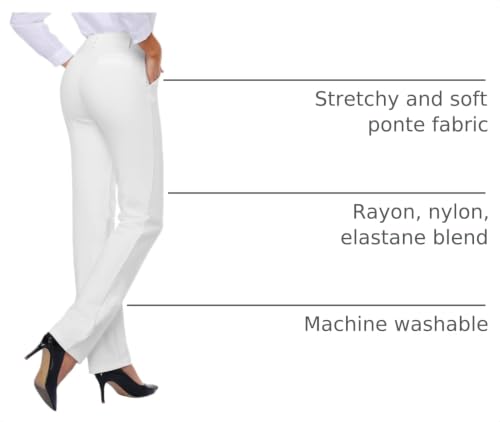 Image of Tapata Women's 28'' /30'' /32'' /34'' Stretchy Straight Dress Pants with Pockets Tall, Petite, Regular for Office Work Business