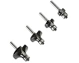 LUMBER JACK 4 Piece Round Over Router Bits 1/4 Shank, Roundover Beading Router Bit Set, Tungsten Carbide, Corner Rounding Edge-Forming, Round Over Edging (1/4", 3/8", 1/8",1/2")