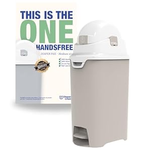 DIAPER CHAMP ONE Medium Handsfree mit Pedal - Windeleimer - geruchsdicht - berührungslose Bedienung - OHNE Nachfüllkassetten - für normale Müllbeutel - für ca. 45-50 Windeln (beige)