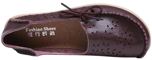 Image of Women's Floral Leather Slipper Loafers Flat Shoes Slip-Ons
