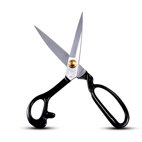 Left-Handed Sewing Fabric Scissors, 10 Inch Dressmaking Taior's Shears-Electroplated Finishing High Carbon Steel Scissors for Crafting, Tailoring, Leather-Cutting(Thread Cutter INCL)
