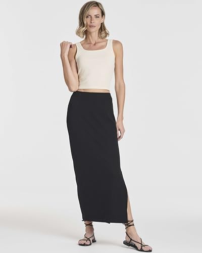 Real Essentials 3 Pack: Women's Ribbed High Waisted Maxi Skirt with Side Slit - Casual Long Pencil Skirt4