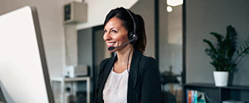 Telephone Headset W/ Rj9 Quick Disconnect Cable For Cisco Plantronics Avaya Siemens Nortel Panasonic Ip Phone Deskphone Landline Phone For Call Center Office With 3.5Mm Audio Jack For Cell Phone & Pc #TOP7