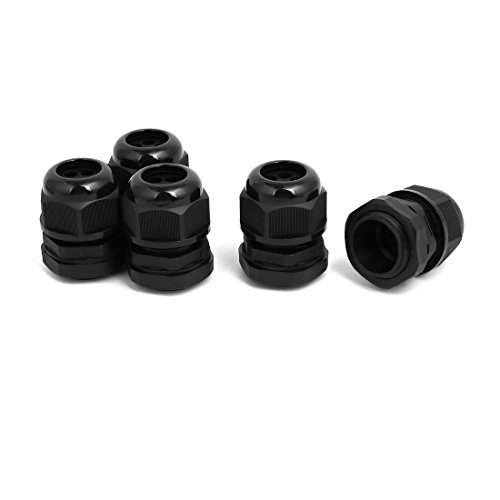 Aexit PG21 4.6mm-6mm Transmission Adjustable 5 Holes Cable Gland Joint Black 5pcs