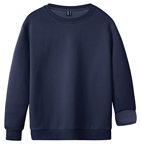KEFITEVD Sweatshirts en Molleton Chaude pour Homme Pull de Jogging Col Rond Léger Sport Tops,Bleu Marine,XL Cover