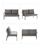 Dehner Garten-Lounge Colmar, 4-teilig, 5-Sitzer, inkl. Tisch und Polster, Aluminium/FSC®-zertifiziertes Teakholz/Olefin, grau/braun