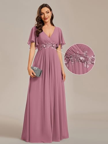 Image of Ever-Pretty Womens V Neck Applique Mother of the Bride Dresses Formal Dress
