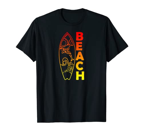 Playa Surfista Retro Atardecer Tabla de surf Orka Surf Camiseta