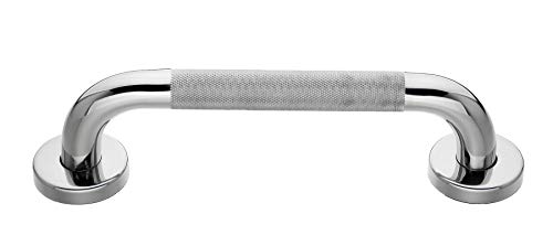Kibath 141341 Asa de seguridad antideslizante 25cm de acero inoxidable 304 con acabado en cromo brillo y 6 puntos de anclaje, tacos y tornillos incluidos