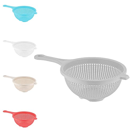 METALLIC TURTLE Plastic Colander Food Sieve Strainer for Food Washing Draining Pasta Spaghetti Rice Salad Vegetable Kitchen Cooking 23cm (Grey)