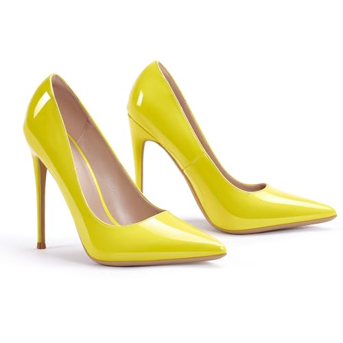 Escarpins tendance à talons hauts jaune fluo pointure 41 - 3
