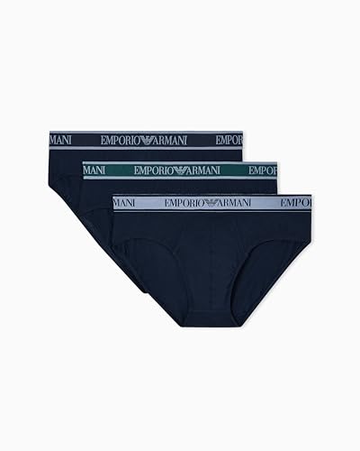 Emporio Armani Men's Logo Band 3 Pack Brief, Armani Blueish, Small