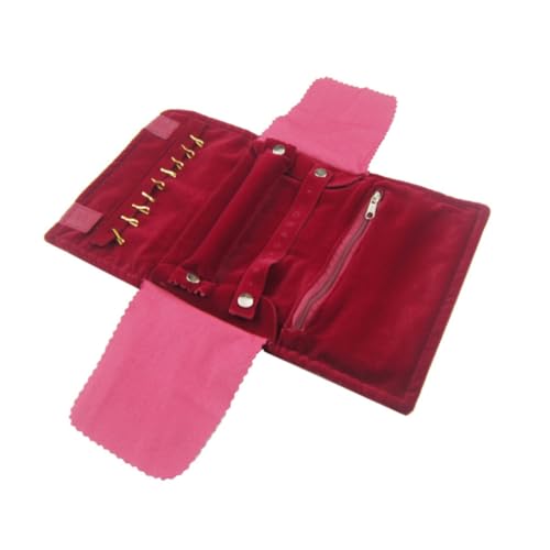 Healeved 1pc Jewelry Storage Roller Bag for Rings Earrings and Bracelets Compact Organizer Pouch for Women and Durable Travel Accessory Red