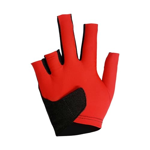 Professional Billiard Glove Cue Pool Gloves, Left Hand Adults Practice Lightweight Cue Separate Finger Gloves Snooker Glove, Red