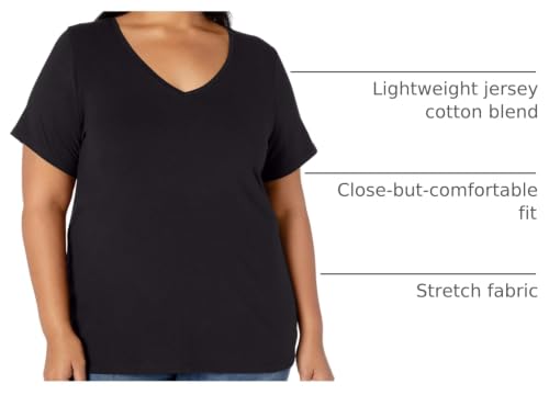 Image of Amazon Essentials Women's Plus Size Short-Sleeve V-Neck T-Shirt