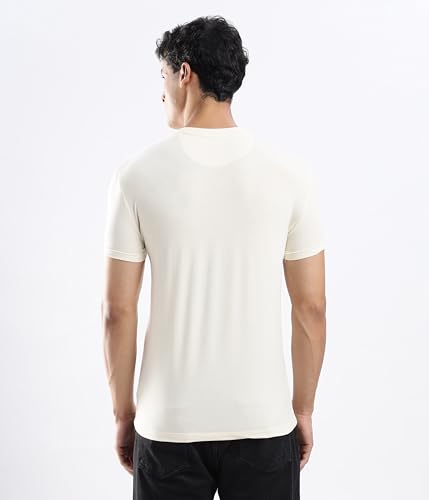 Image of TURMS Men's Casual Solid Round Neck T-Shirt, Odor Control, Stretchable & Breathable, Cotton Rich Fabric, Half Sleeve