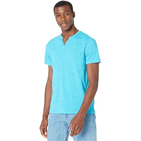 Buffalo David Bitton Men's Kawife Henley Shirt, Cyan Blue, Medium Cover