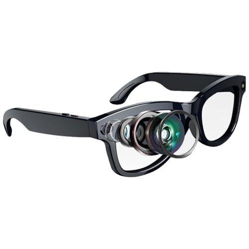 ���[�X�~ �X�}�[�g�|�󃁃K�l �X�}�[�g�O���X Bluetooth6.1 ����/�ʐ^�B�e 800����f �X�s�[�J�[�ƃJ�����t�� AI �X�}�[�g�|�� �����ʖ� 100+����Ή� AIGlasses ���`���I�[�f�B�I �����Y�����\ �^�b�`+�����{�^�� ���C�[�d