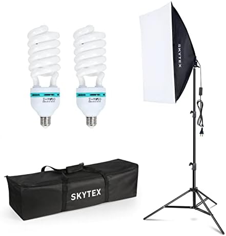 Softbox Lighting Kit, skytex Continuous Photography Lighting Kit with 20x28in Soft Box 2x135W 5500K E27 Bulb, Photo Studio Lights Equipment for Camera Shooting, Video Recording