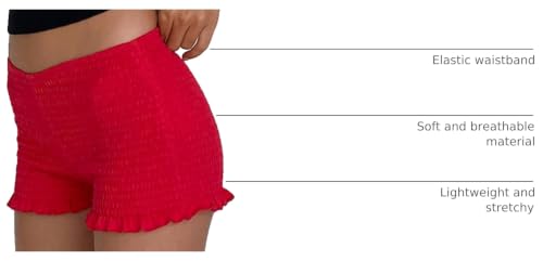Image of NUFIWI Women's Y2k Ruched Mini Shorts Low Waist Ruffle Frill Bloomers Lounge Pajamas Smocked Micro Shorts Sleepwear